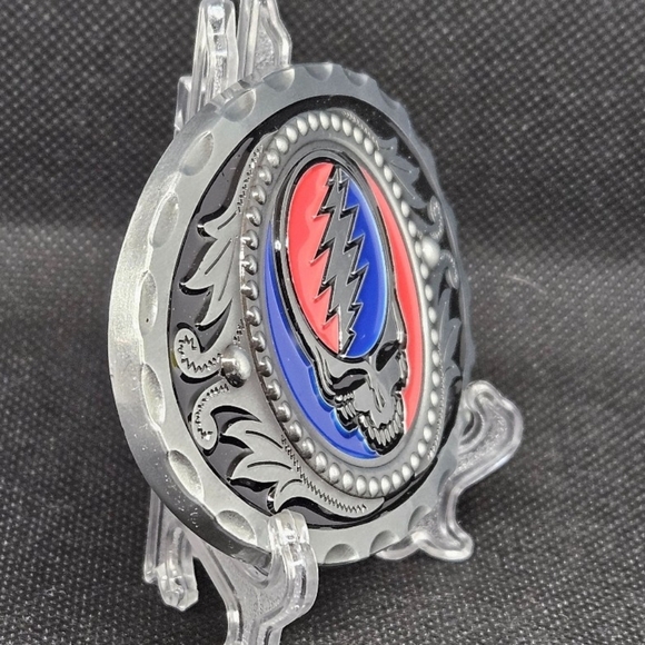 Grateful Dead  "U.S. Blues" Stealie Steal Your Face 13 Point Bolt Belt Buckle - Picture 3 of 4